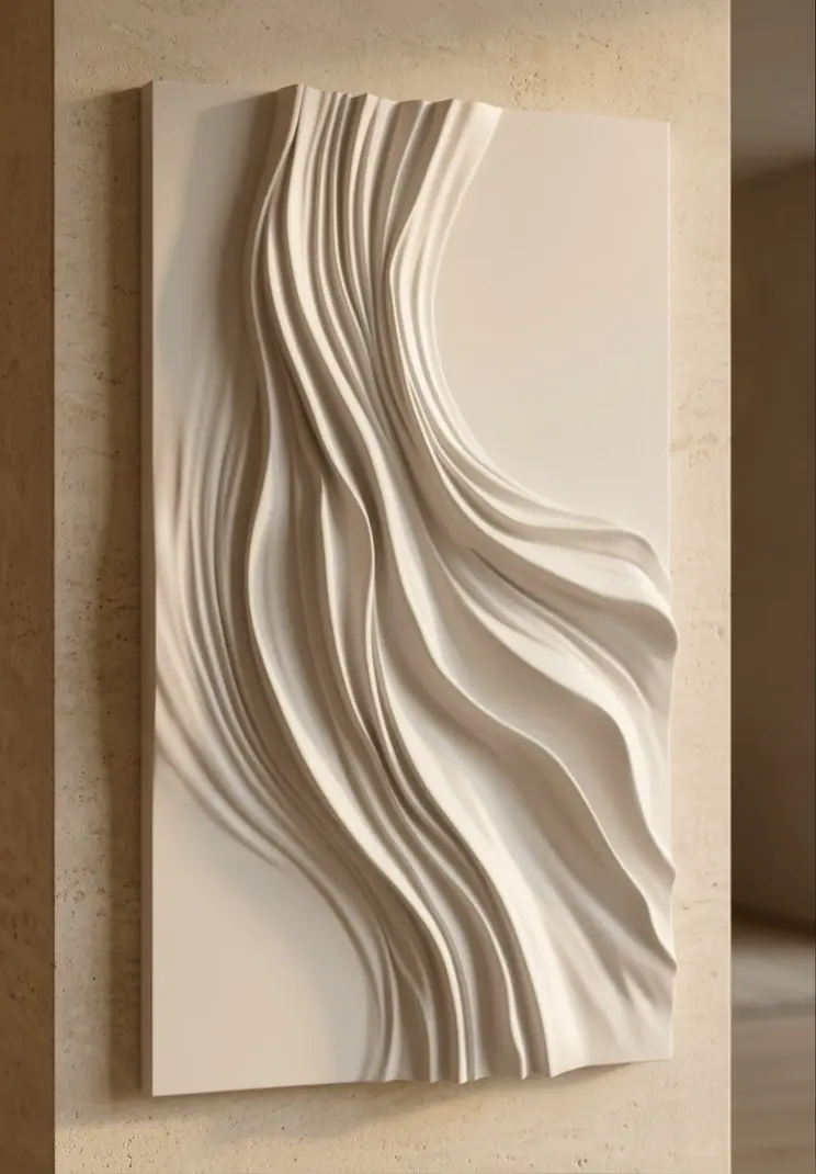 Quiet Fold sculptural white wall artwork by VIORA