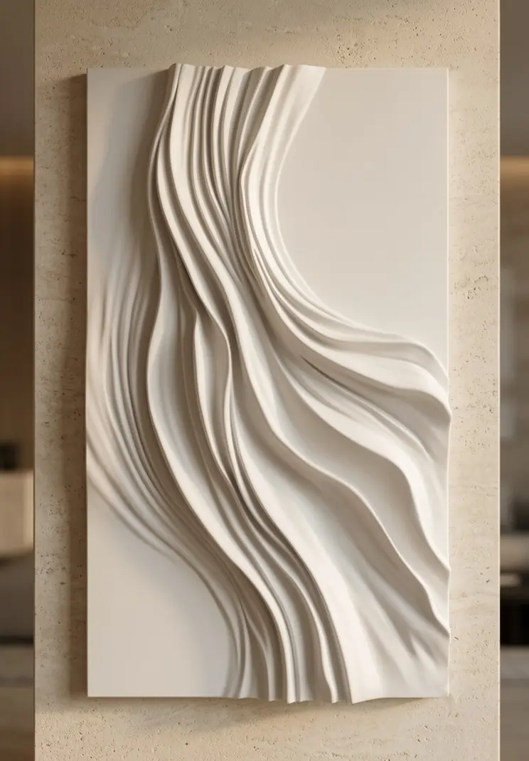 Quiet Fold sculptural white wall artwork by VIORA