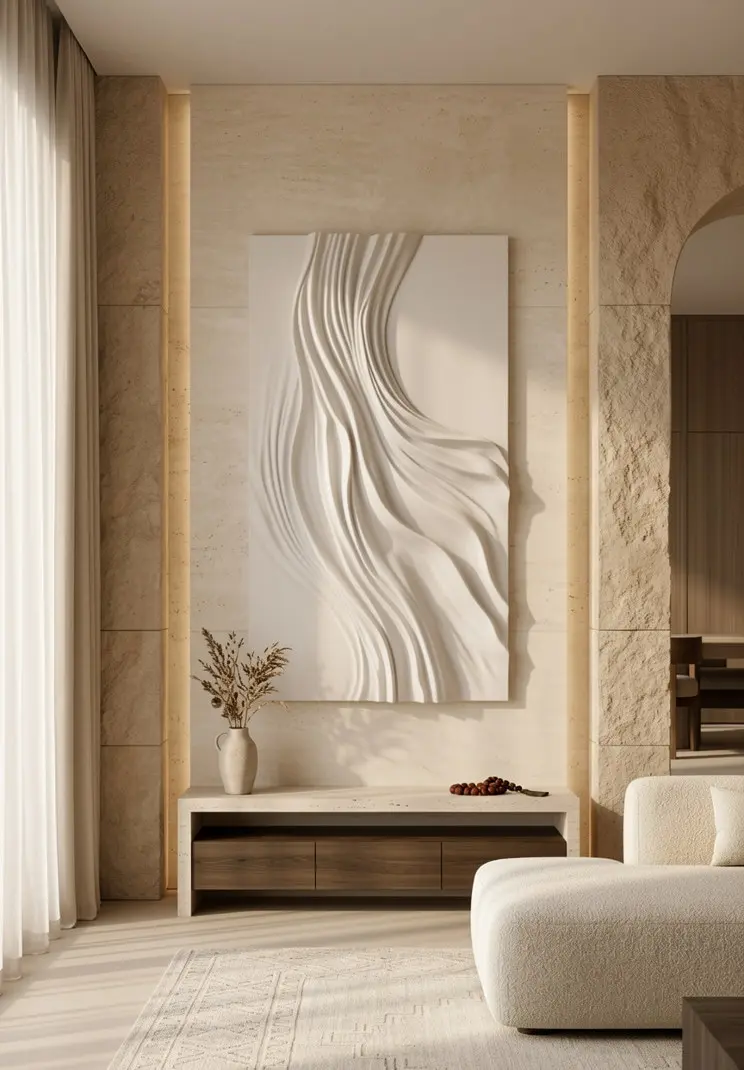 Quiet Fold sculptural white wall artwork by VIORA