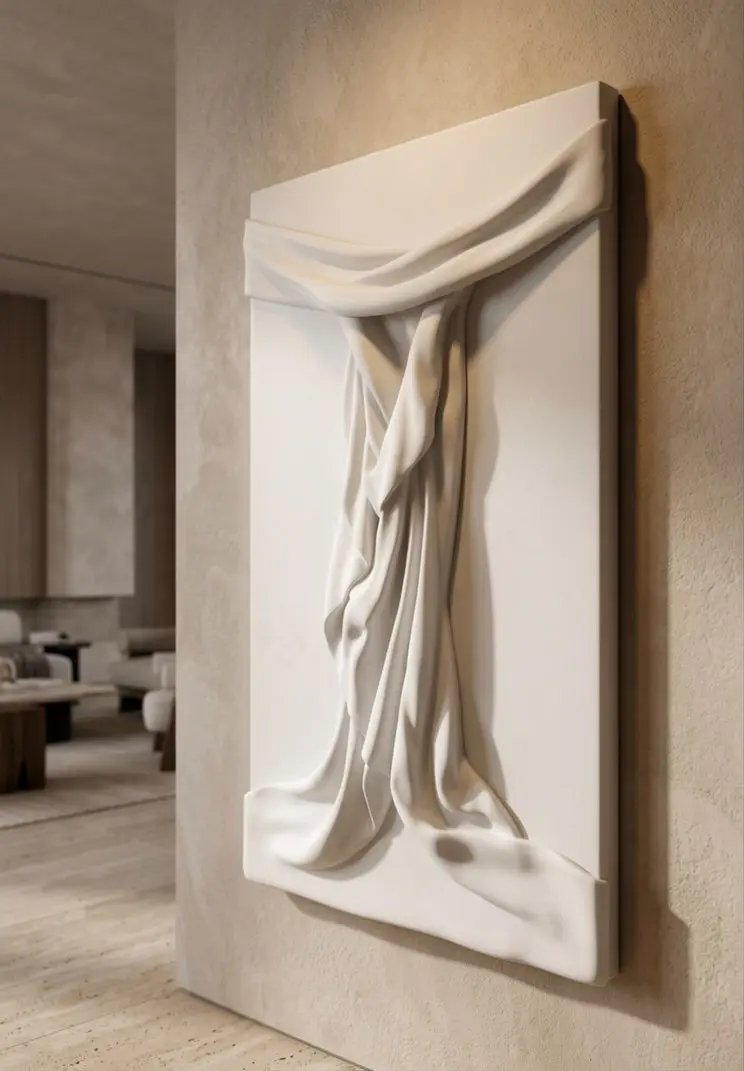 The Drape white relief wall panel by VIORA