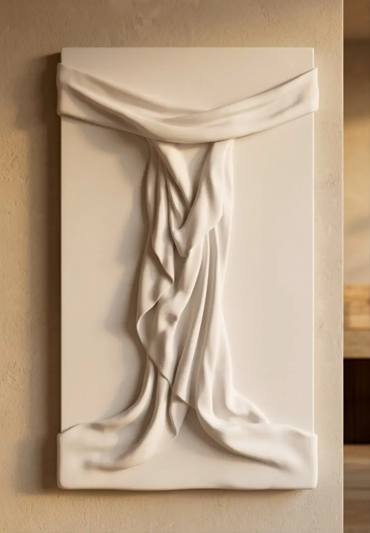 The Drape white relief wall panel by VIORA