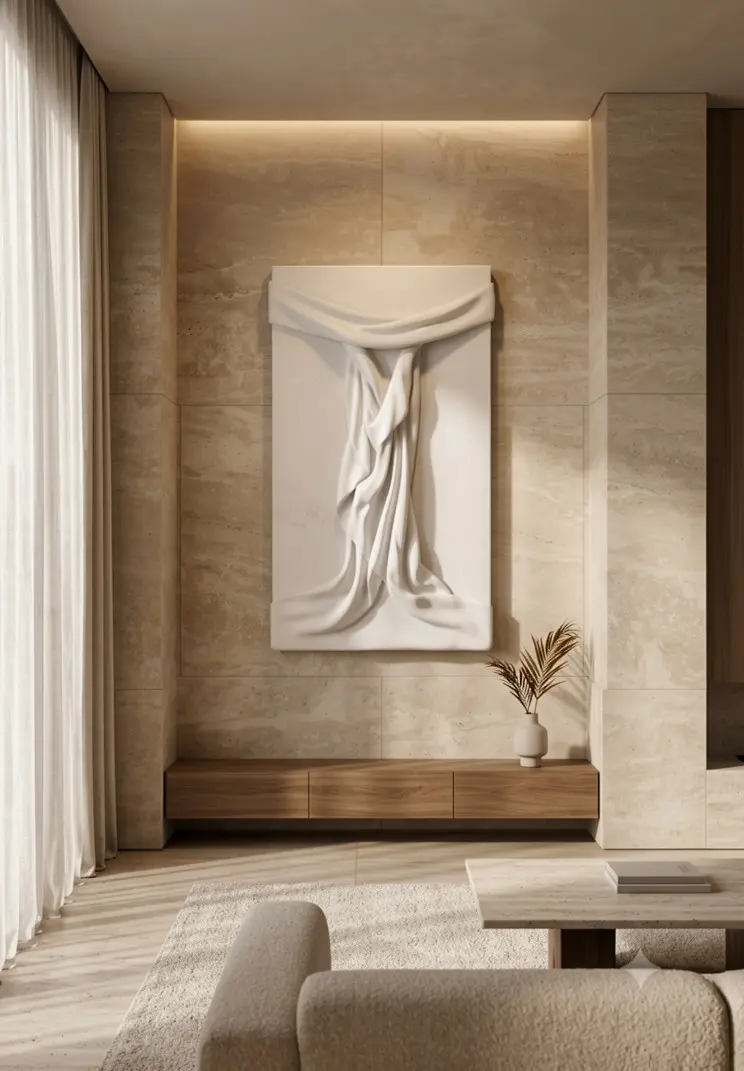 The Drape white relief wall panel by VIORA